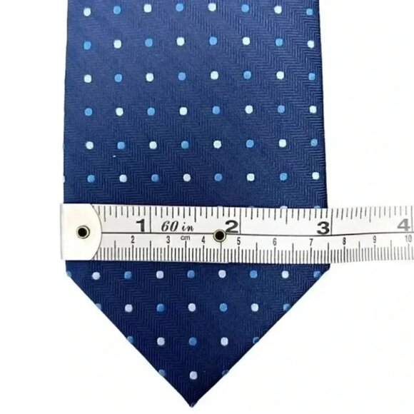 Perry Ellis Premium Silk Tie Blue Polka Dot Print - Picture 3 of 7